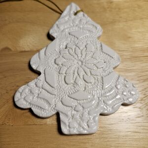 Maggie Weldon Lace-Impressed Clay Ornament, Signed
